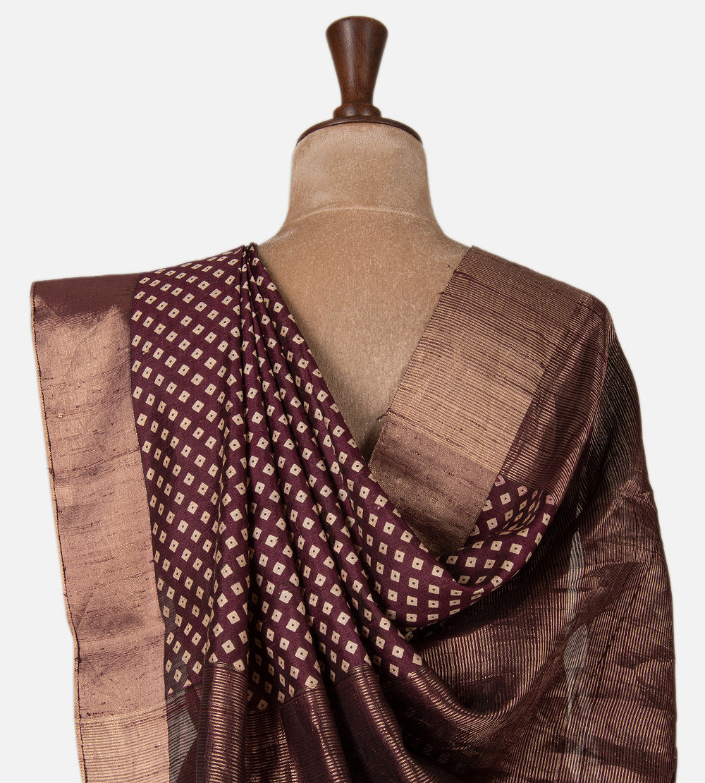 Aubergine Purple Raw Silk Saree