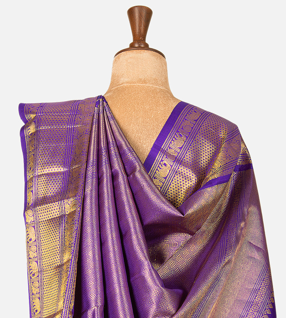 Deep Teal Kora Kanchipuram Silk Saree