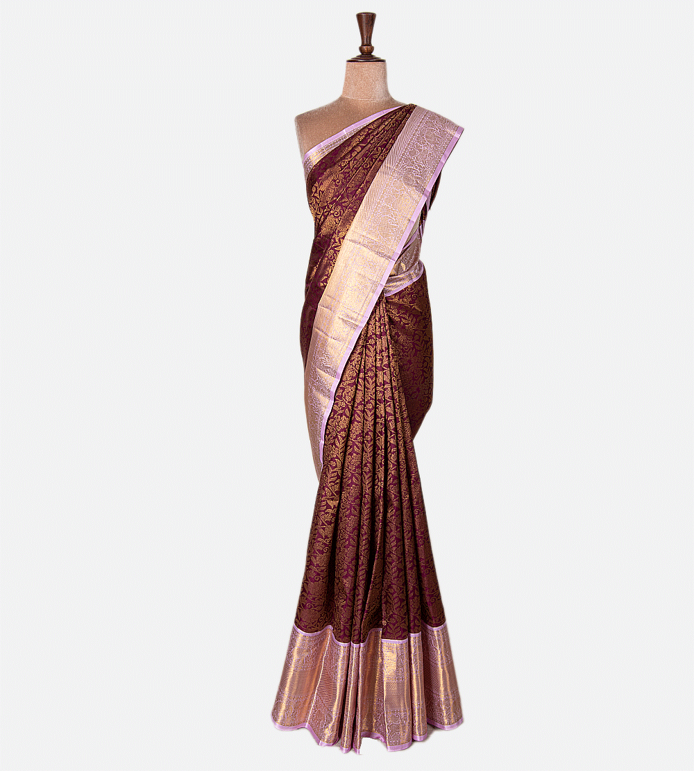 Dark Pink Kanchipuram Silk Saree