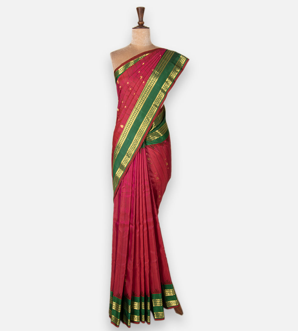 Red Gadwal Silk Saree
