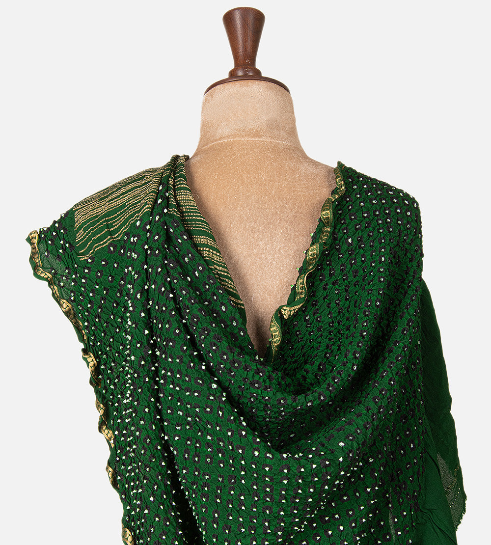 Green Bandhani Georgette Saree