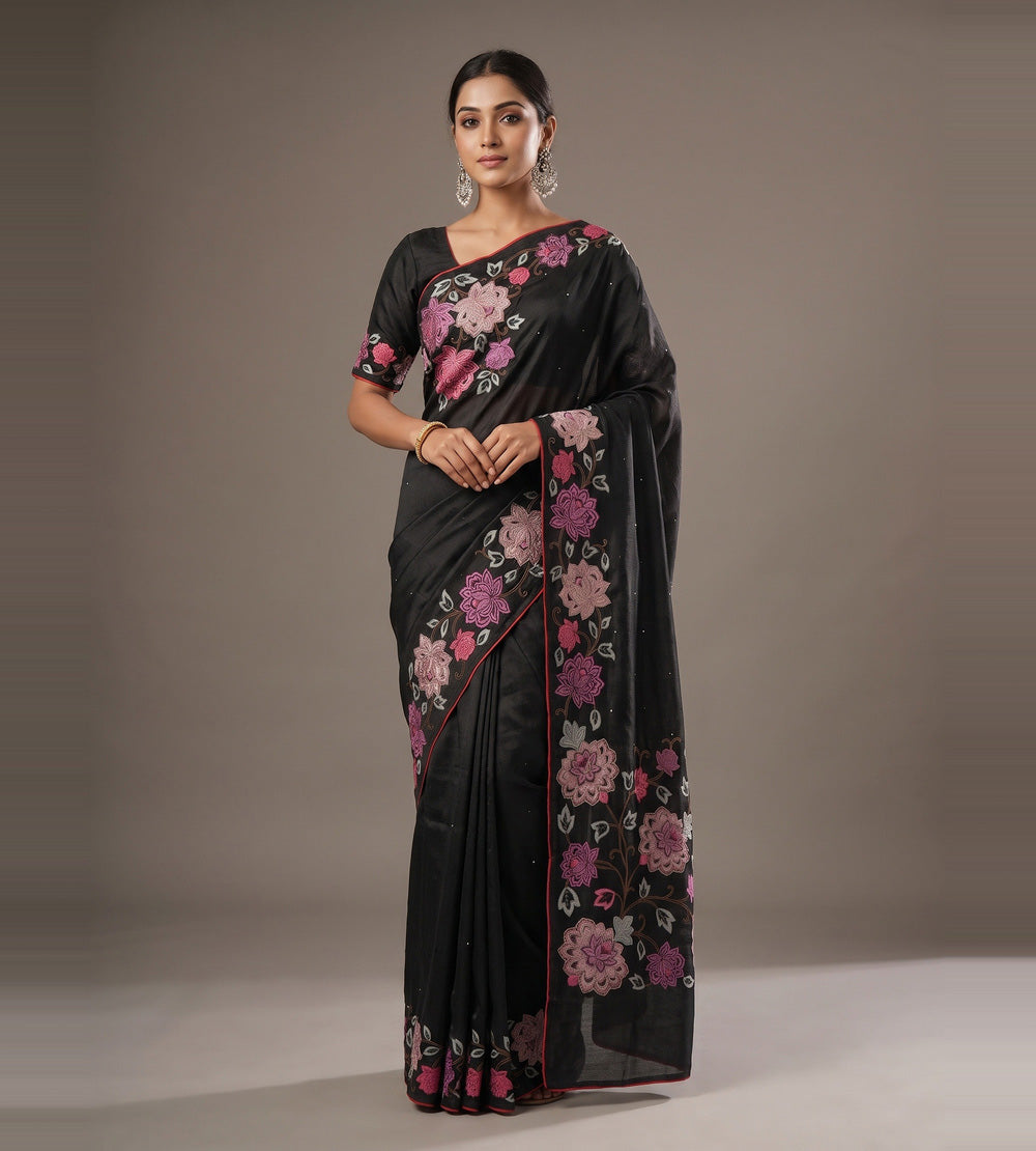 Black Tussar Saree