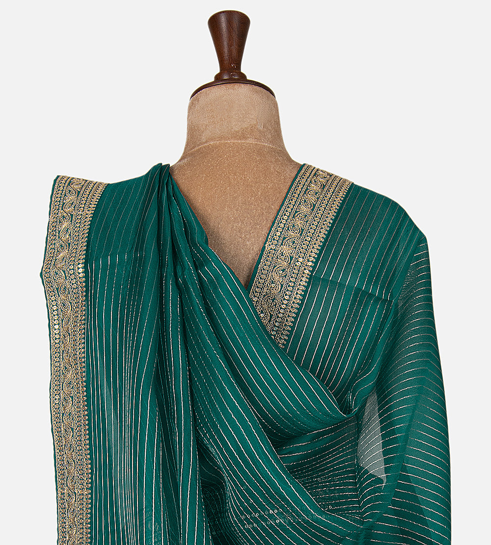 Deep Peacock Green Organza Saree