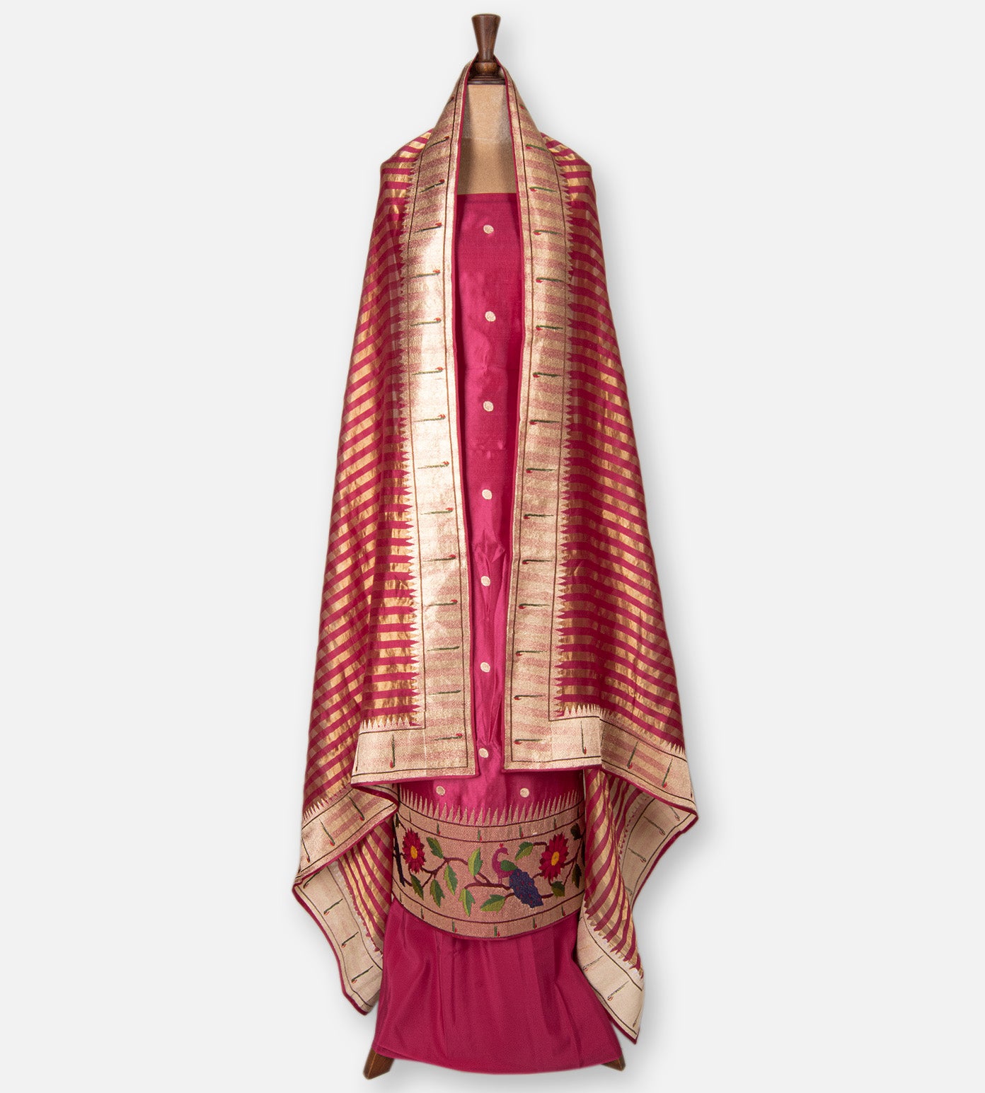 Pink Tussar With Paithani Salwar