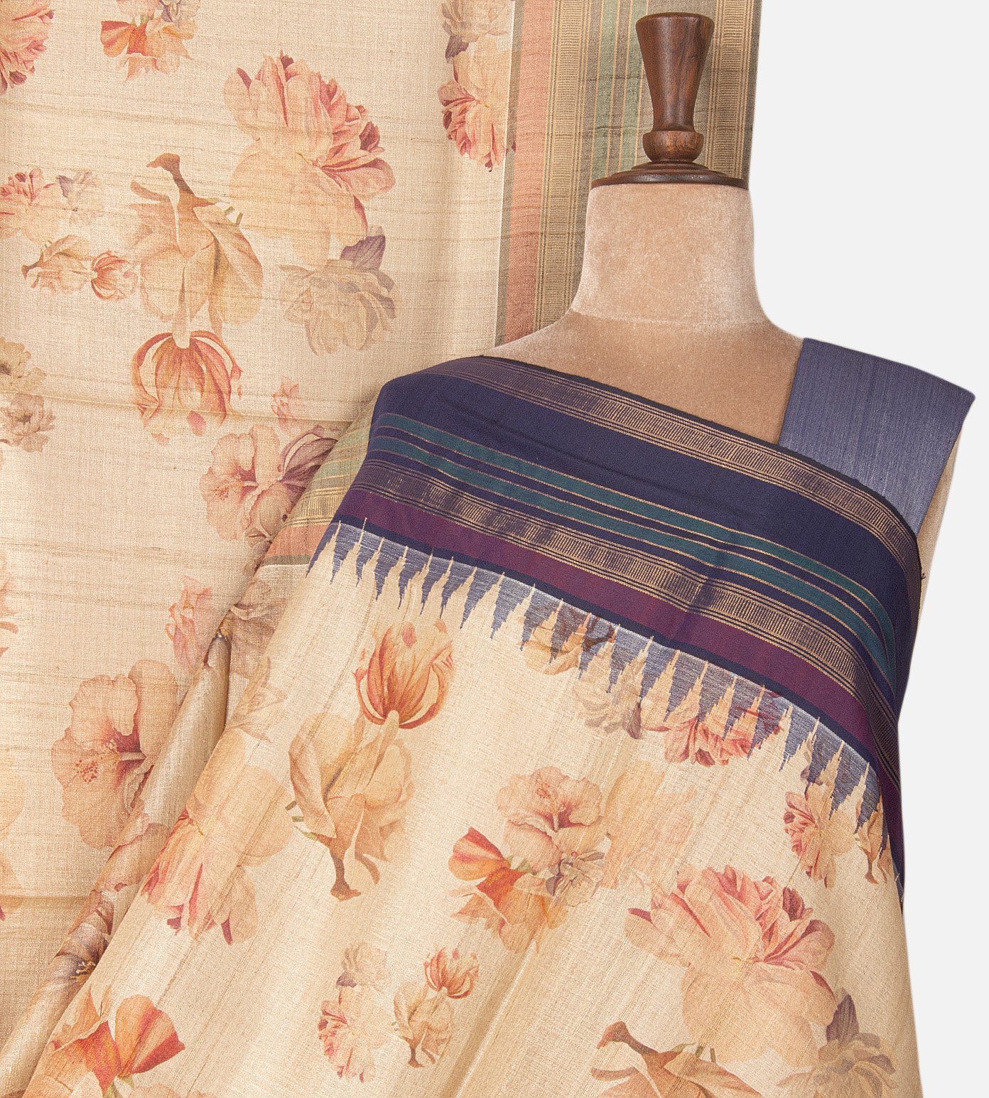 Beige Tussar Saree