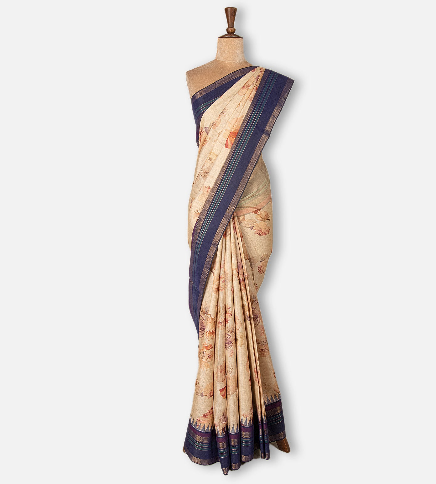 Beige Tussar Saree