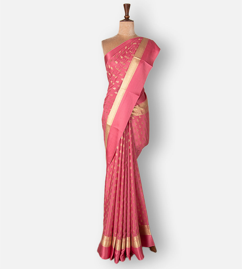 Pink Mysore Crepe Saree