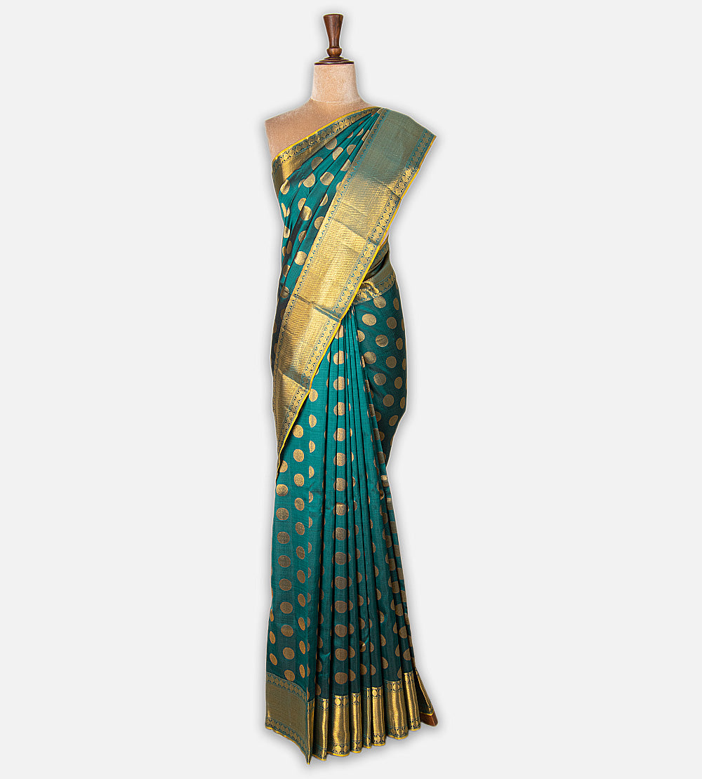 Teal Green Kanchipuram Silk Saree