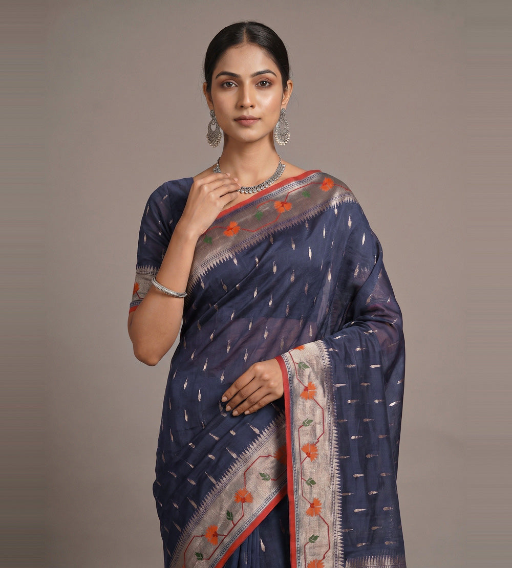 Blue Banarasi Silk Saree