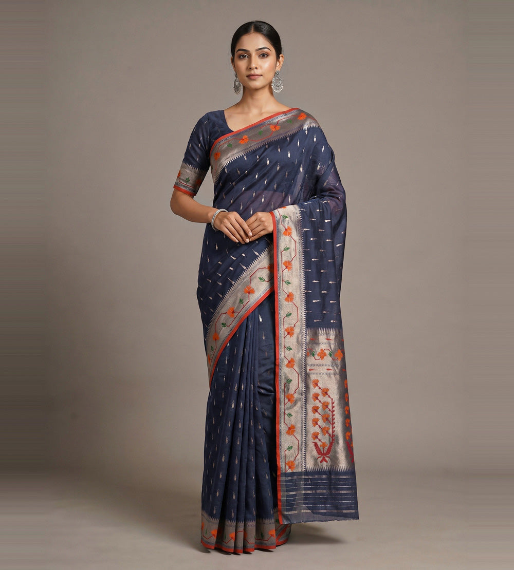 Blue Banarasi Silk Saree