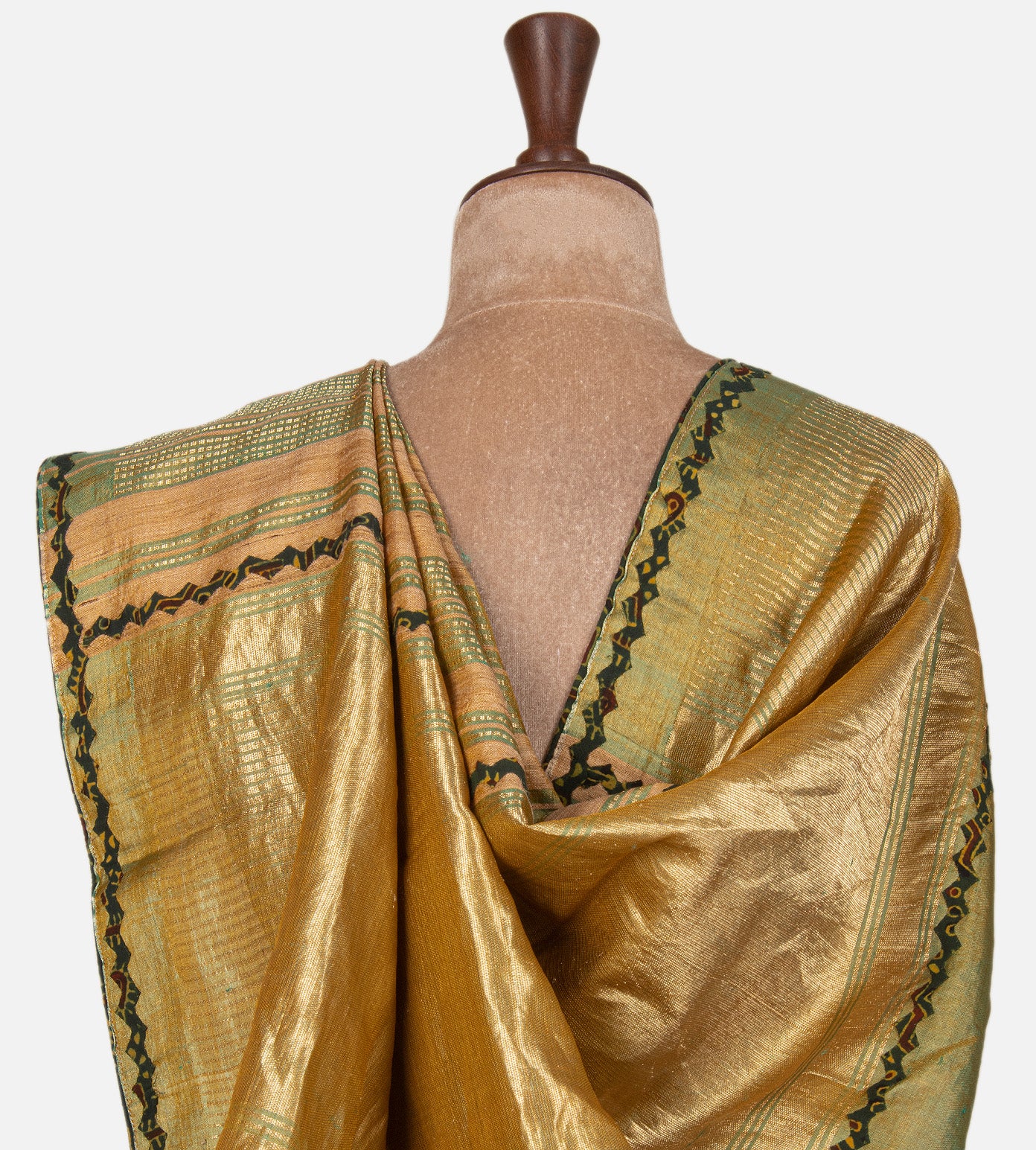 Green and Beige Tussar Saree