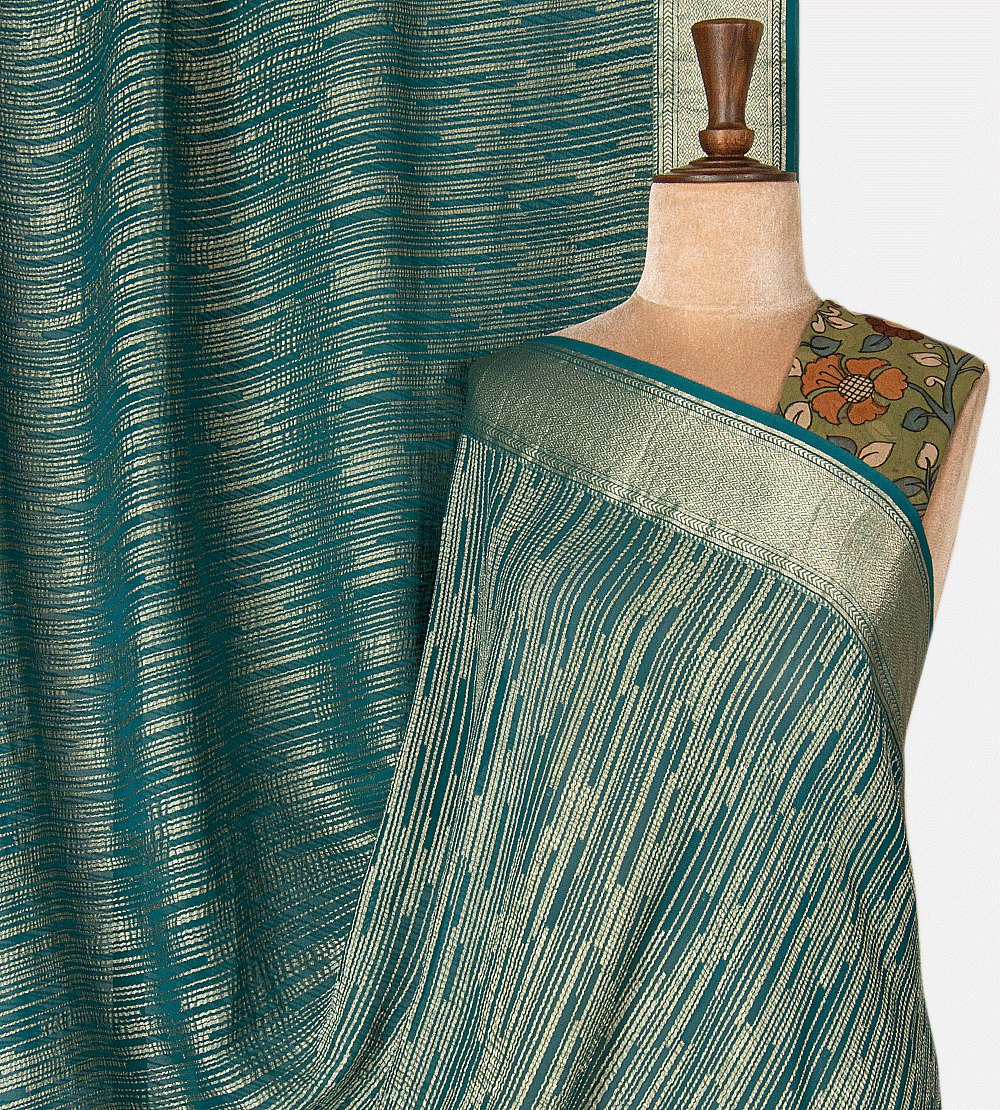 Deep Teal Crepe Saree