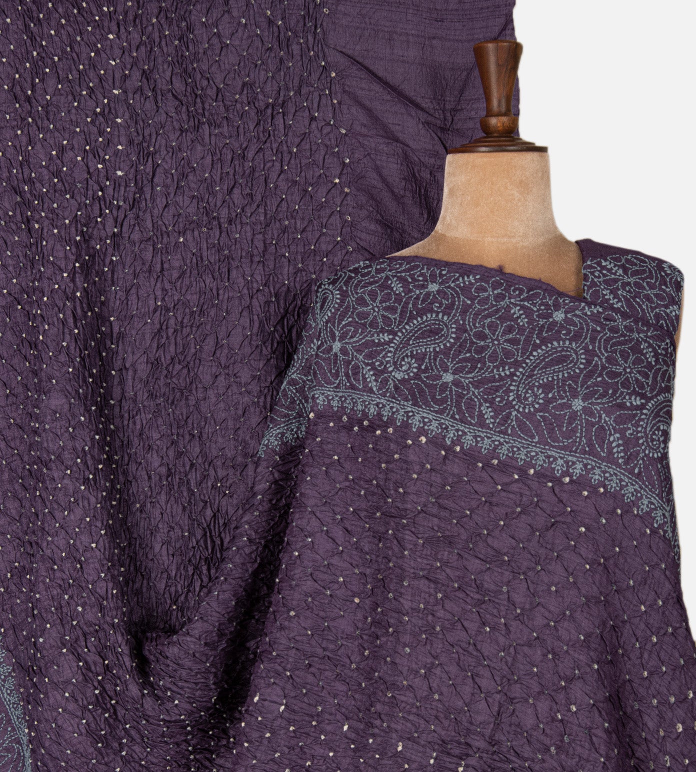 Purple Tussar Bandhani Saree