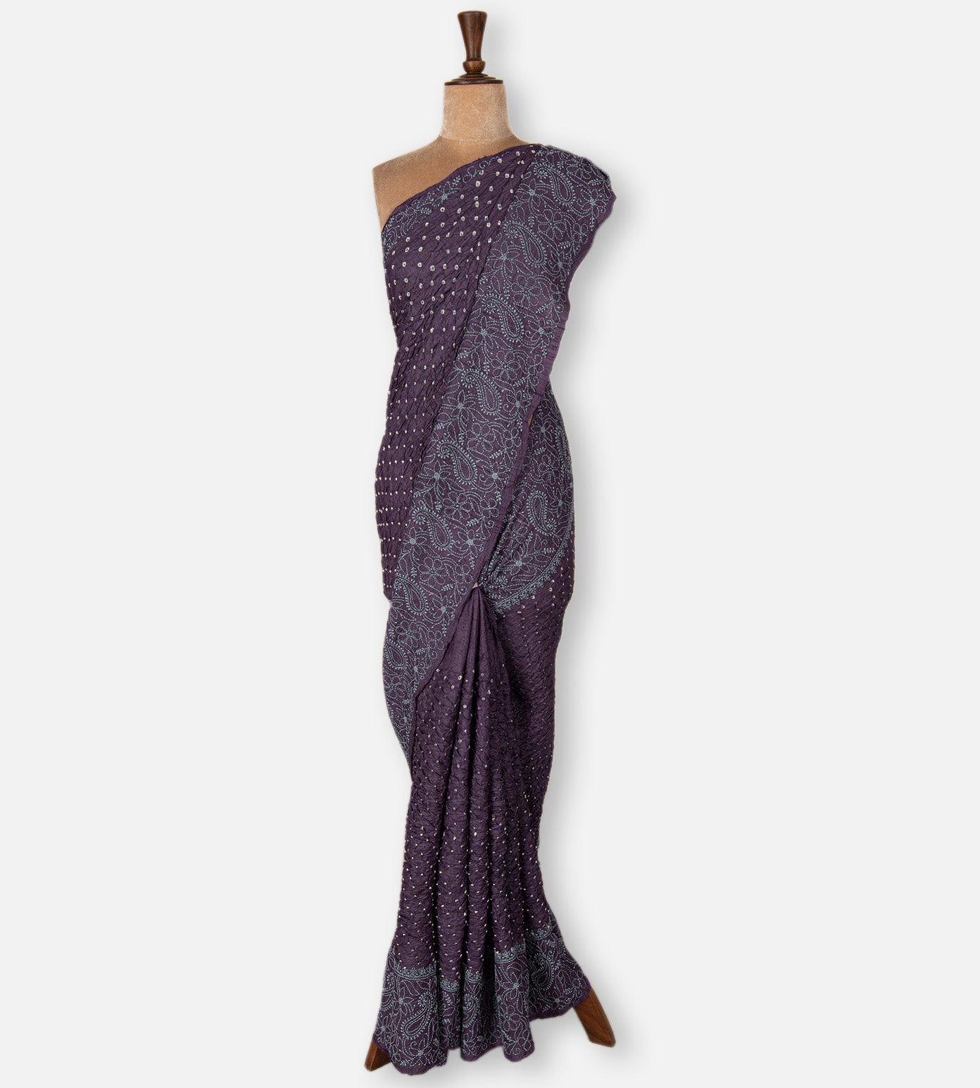Purple Tussar Bandhani Saree