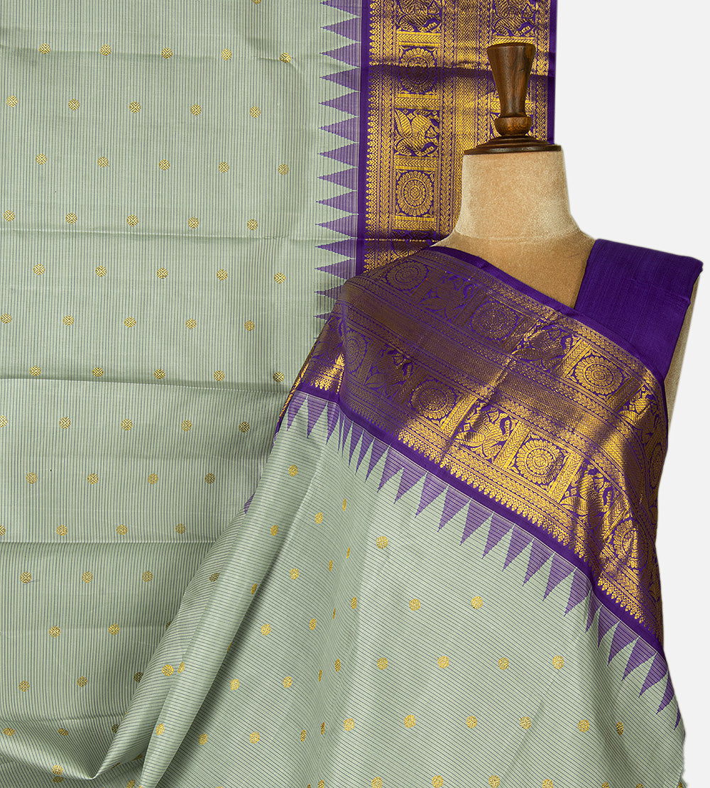 Sage Green Kanchipuram Silk Saree