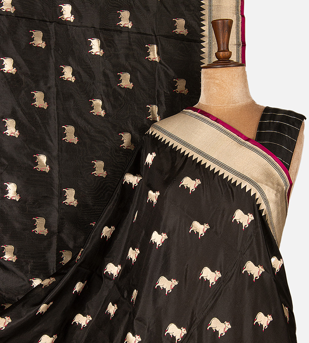 Black Banarasi Silk Saree