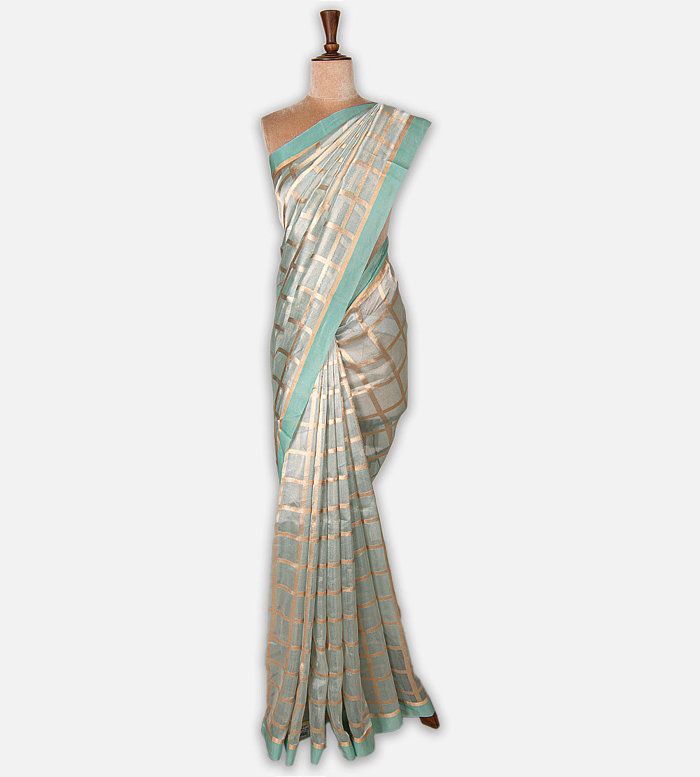 Blue Tissue Organza Saree