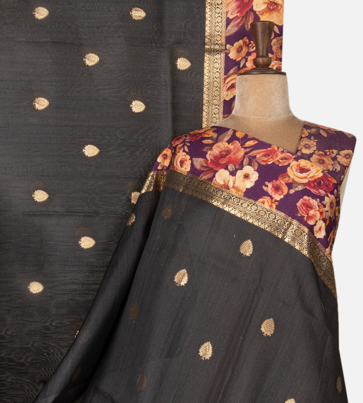 Black Tussar Saree