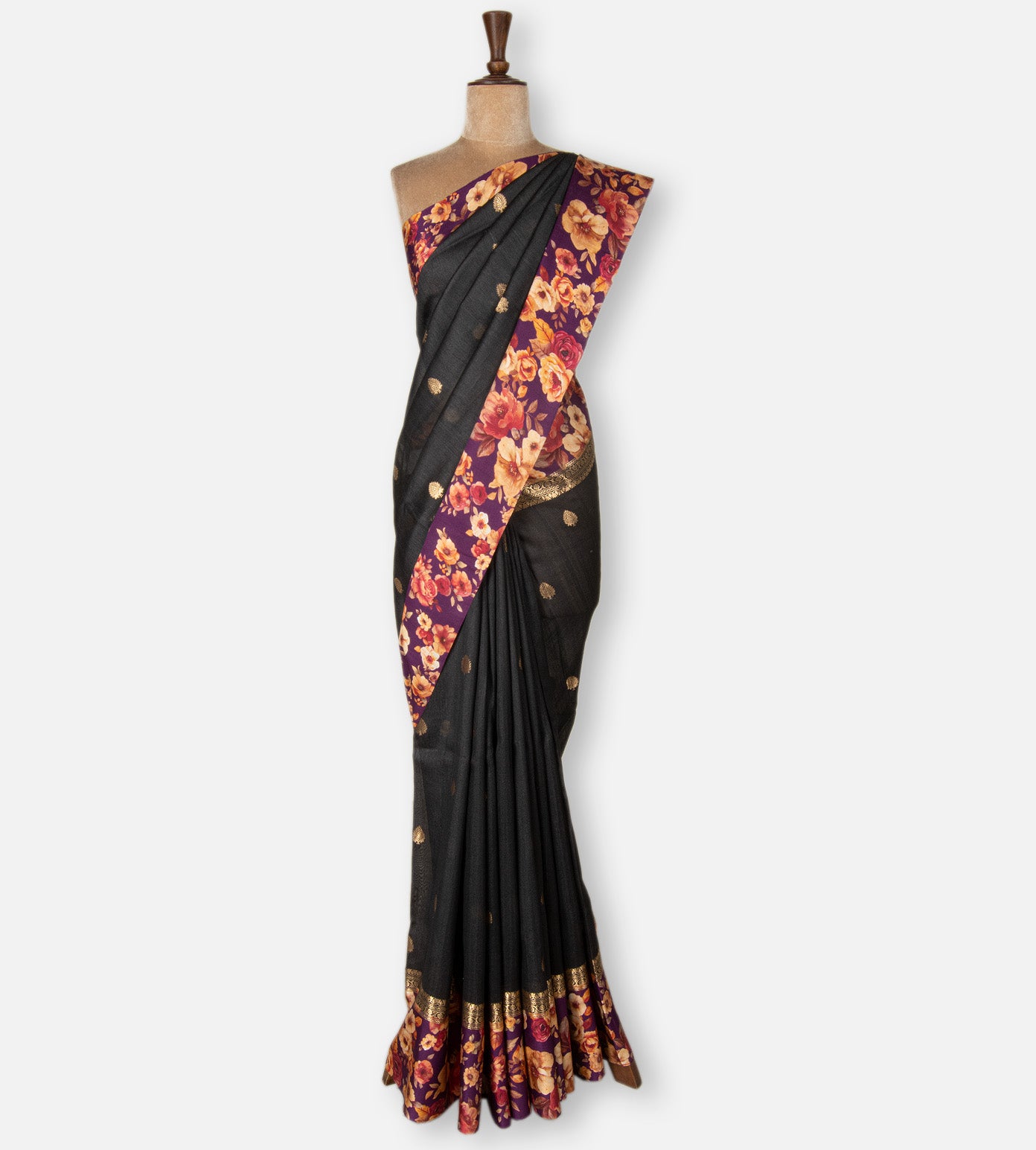 Black Tussar Saree