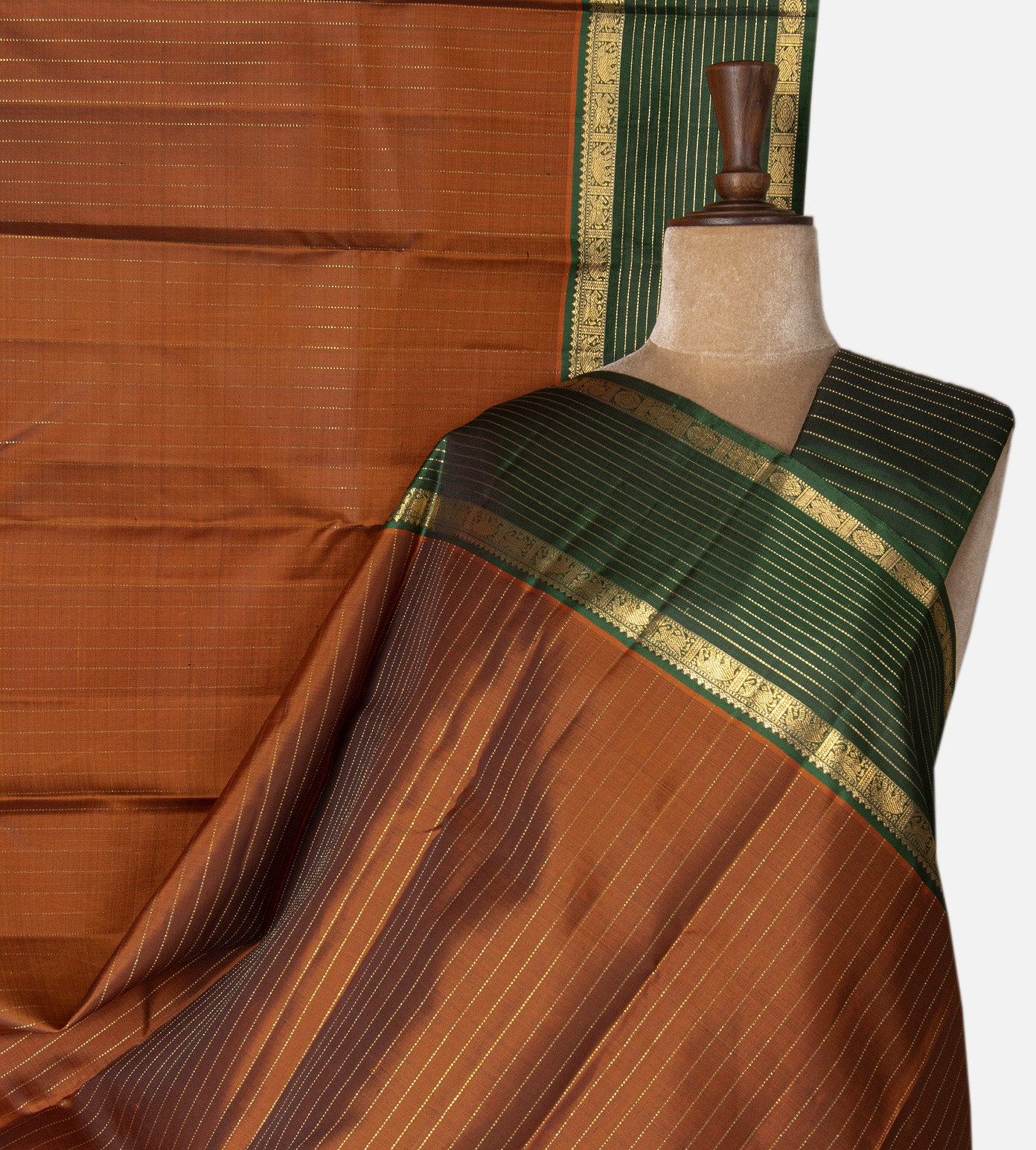 Rust Red Kanchipuram Silk Saree