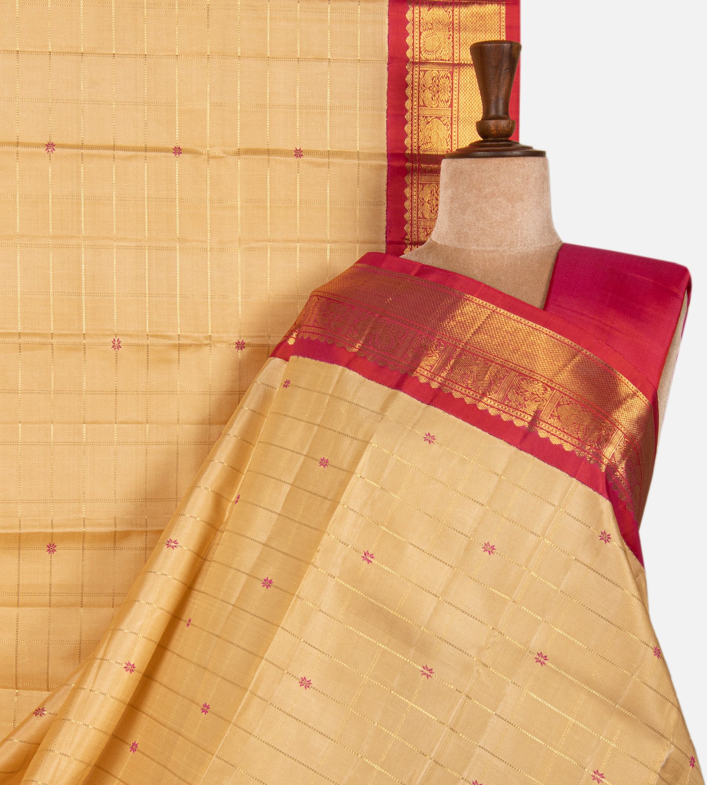 Beige Kanchipuram Silk Saree