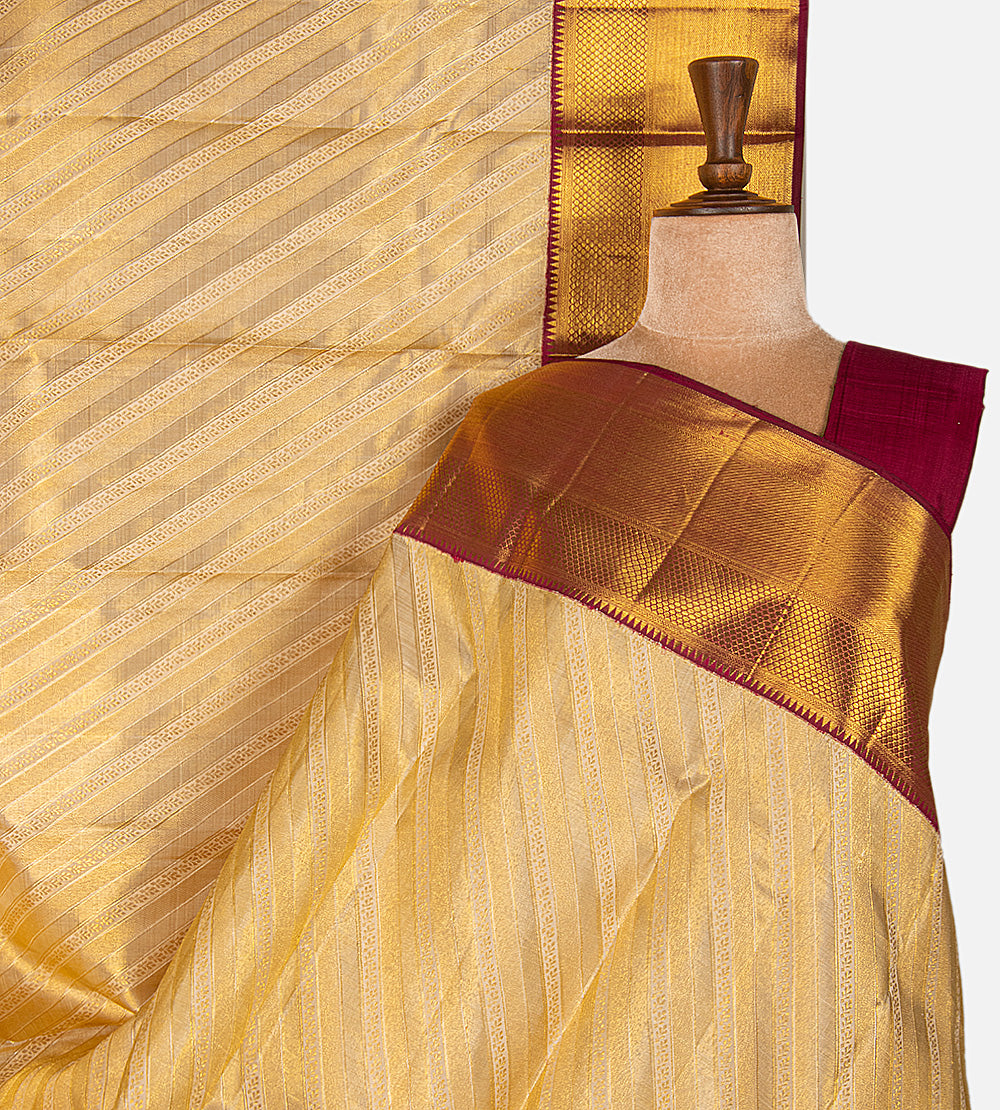 Beige Kanchipuram Silk Saree
