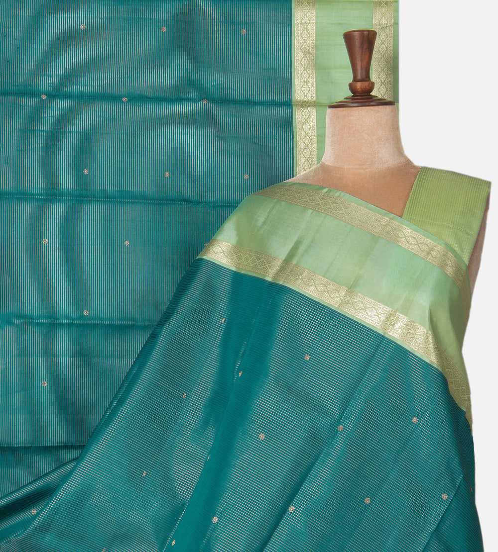 Deep Teal Kanchipuram Silk Saree