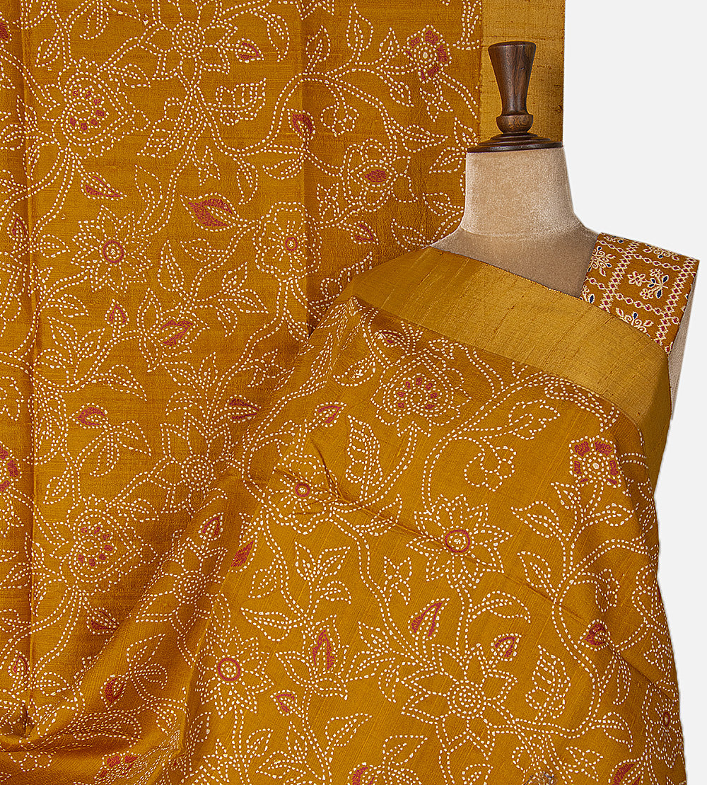 Yellow Raw Silk Saree
