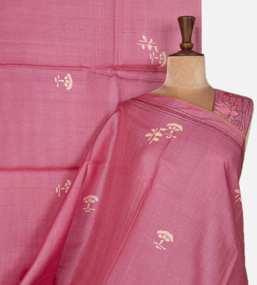 Lotus Pink Tussar Saree
