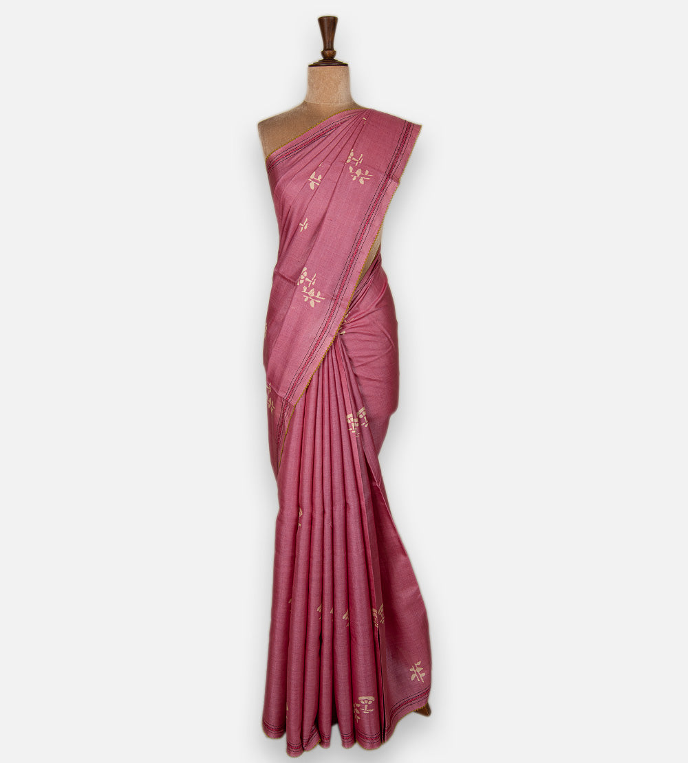 Lotus Pink Tussar Saree