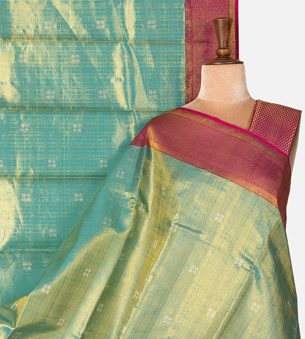 Blue Kora Kanchipuram Silk Saree