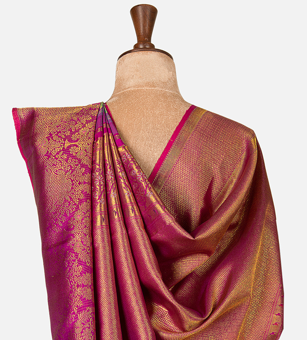Blue Kora Kanchipuram Silk Saree