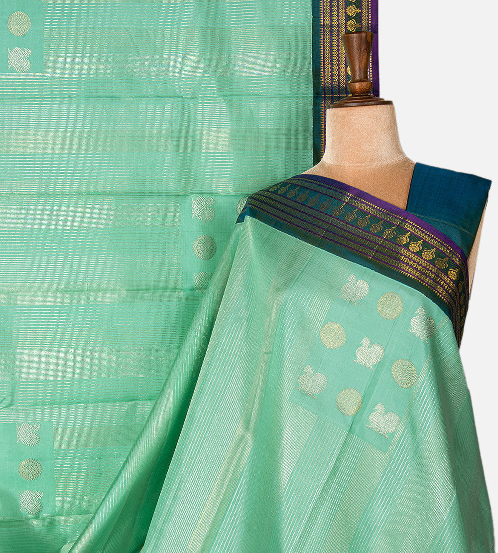 Mint Green Kanchipuram Silk Saree