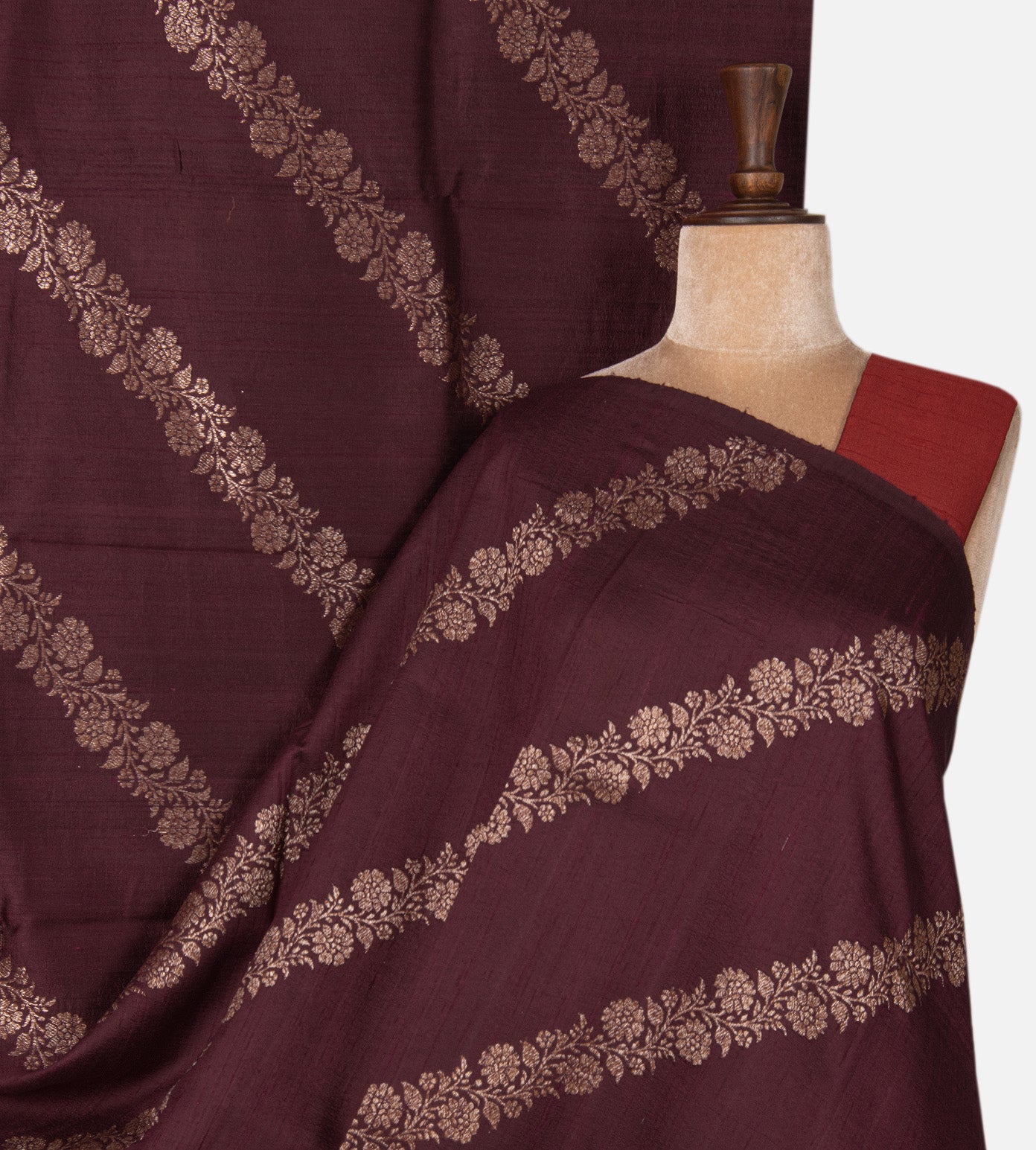 Aubergine Purple Banarasi Tussar Saree