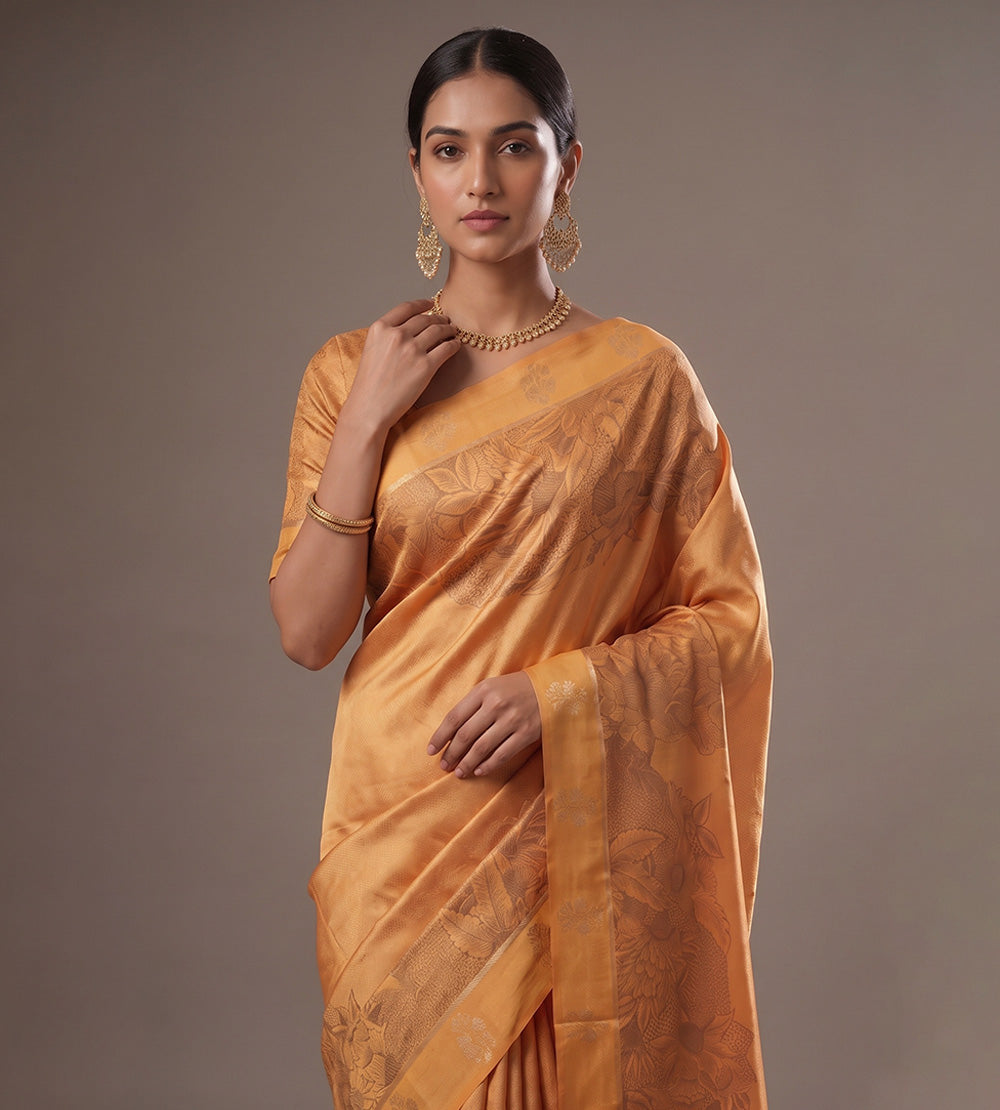 Pastel Orange Tussar Saree