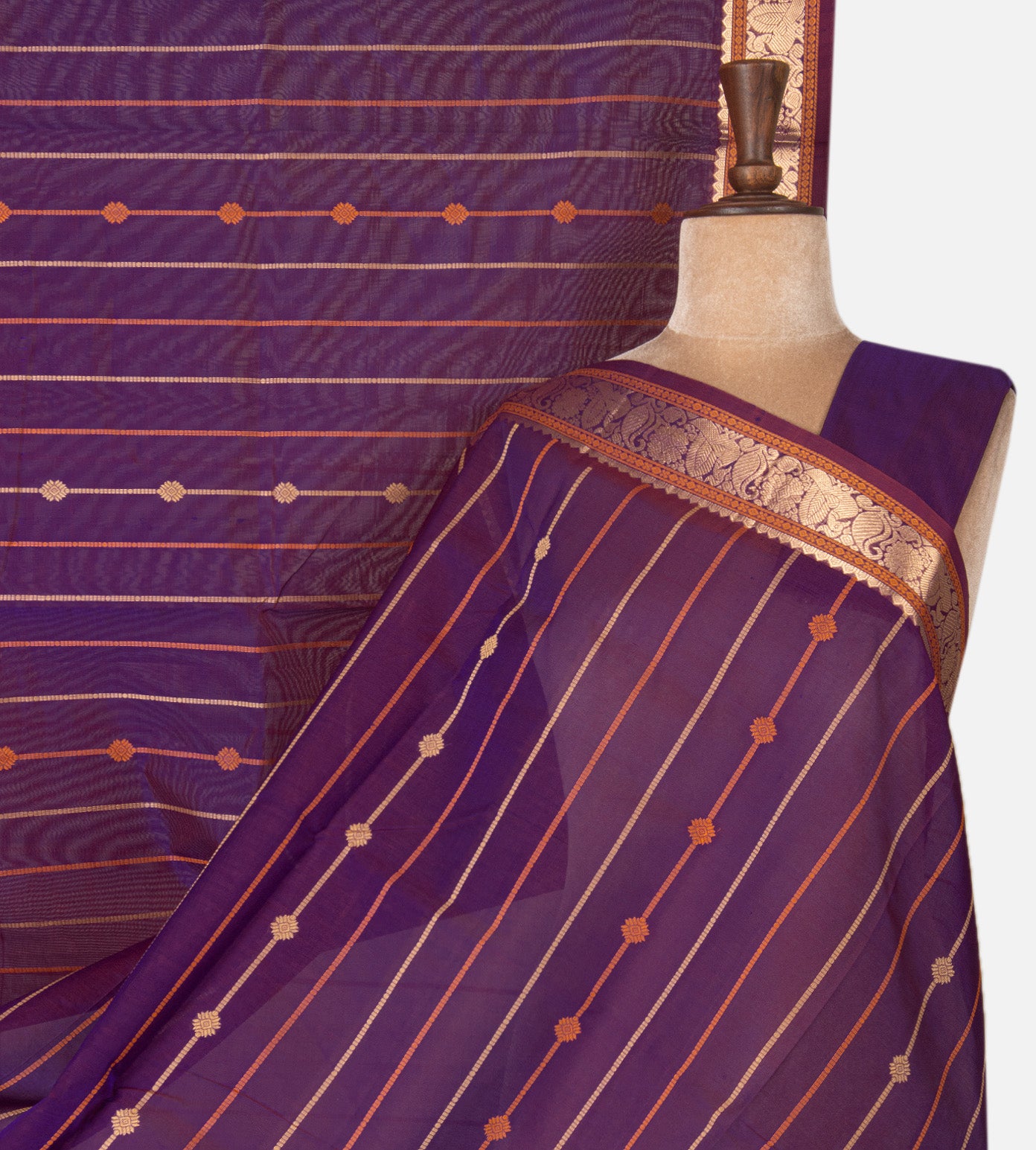 Purple Cotton Silk Saree