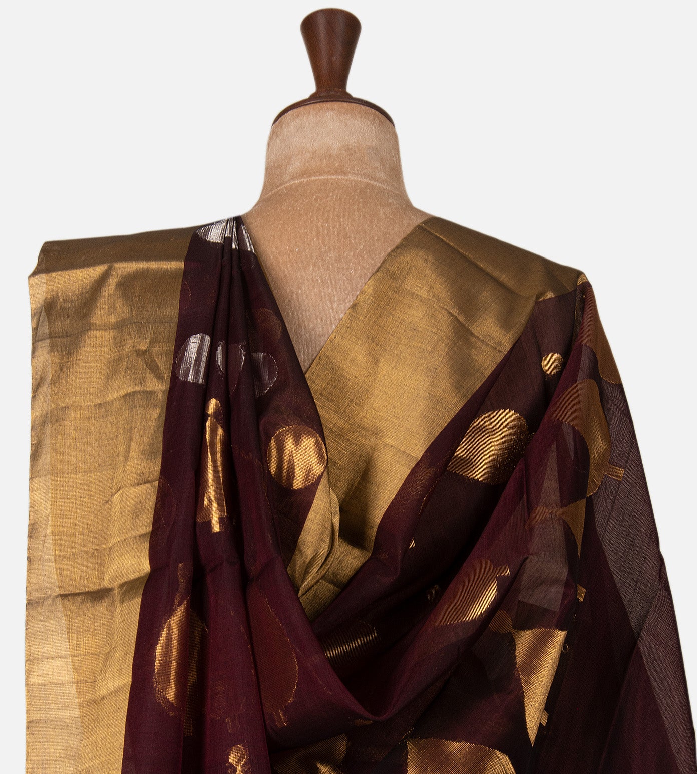 Deep Maroon Cotton Silk Saree