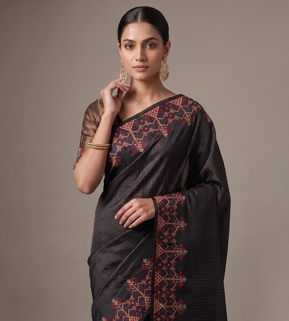 Black Tussar Saree