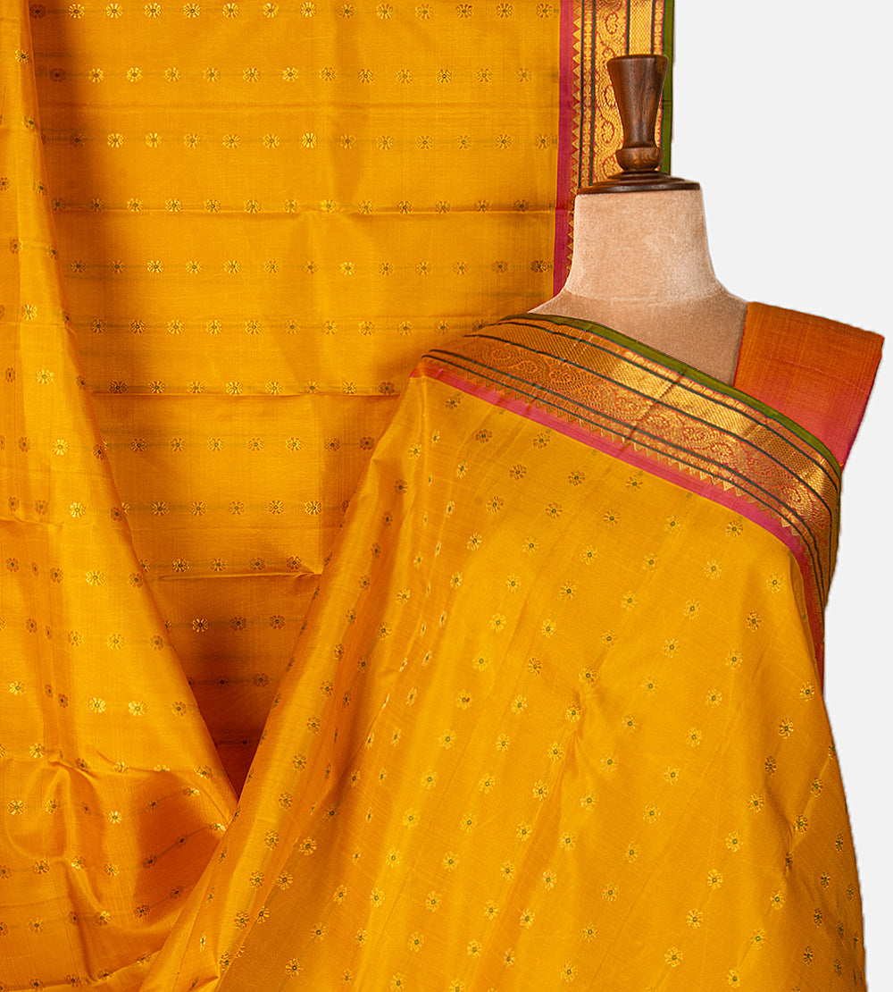 Yellow Kanchipuram Silk Saree