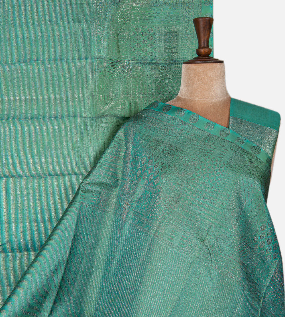 Turquoise Blue Kanchipuram Silk Saree