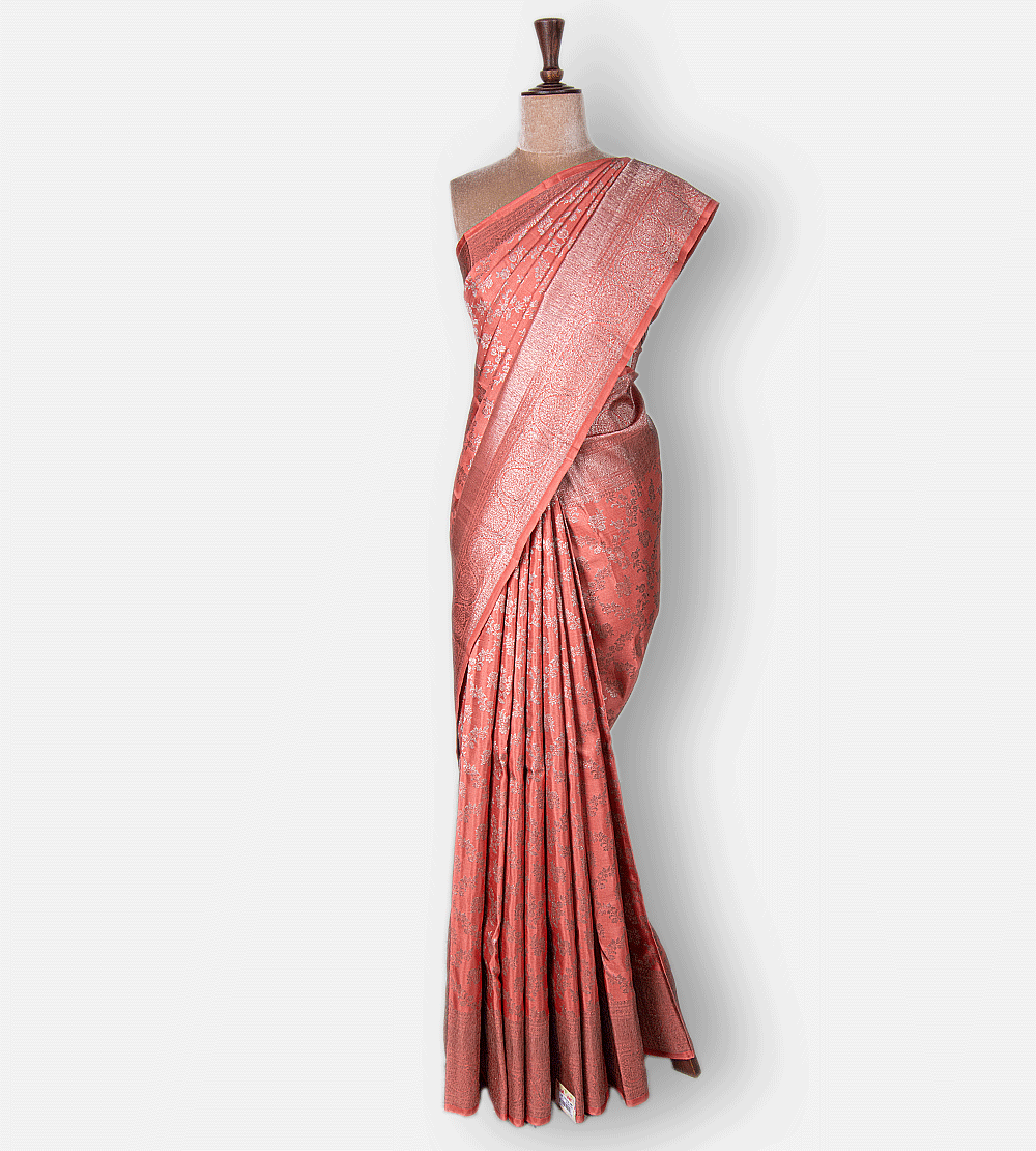 Salmon Pink Kanchipuram Silk Saree
