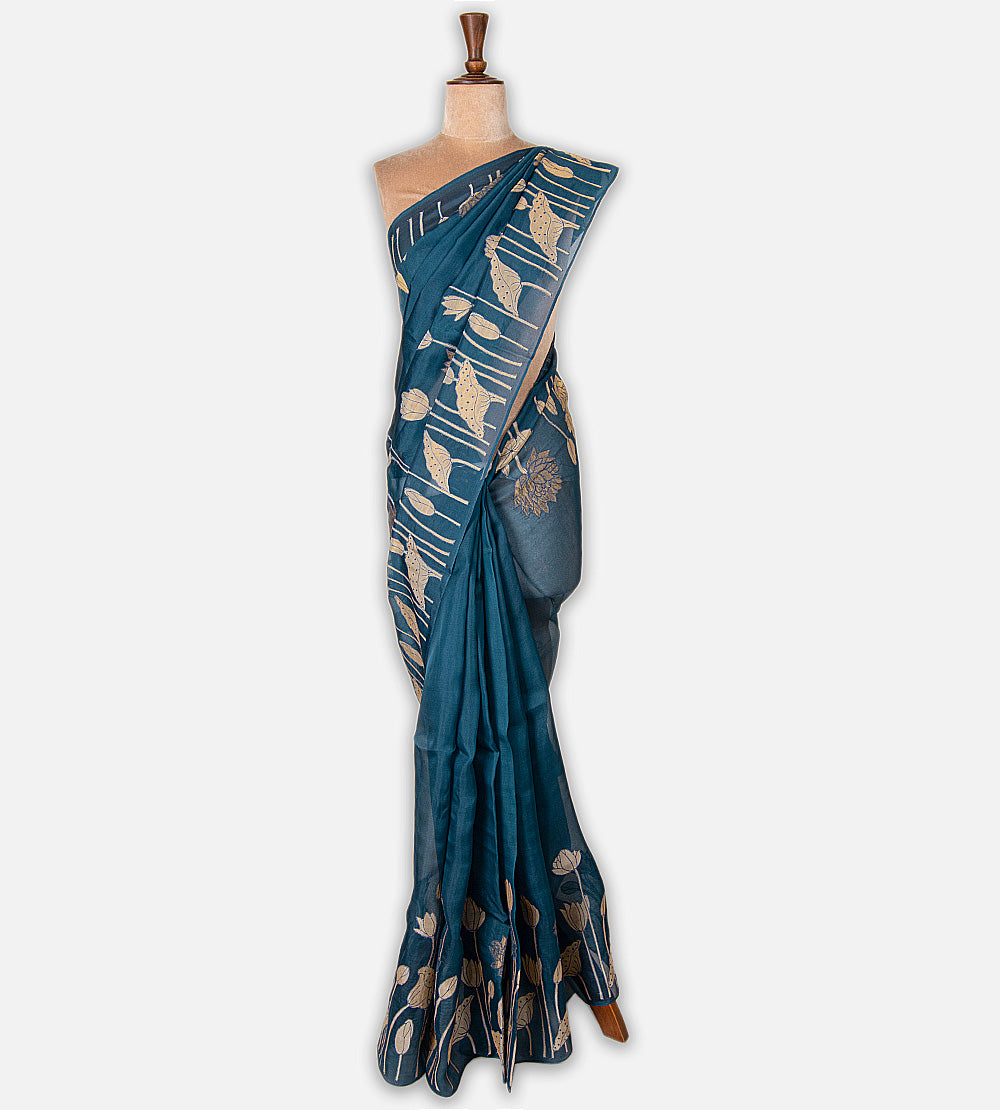 Blue Organza Saree