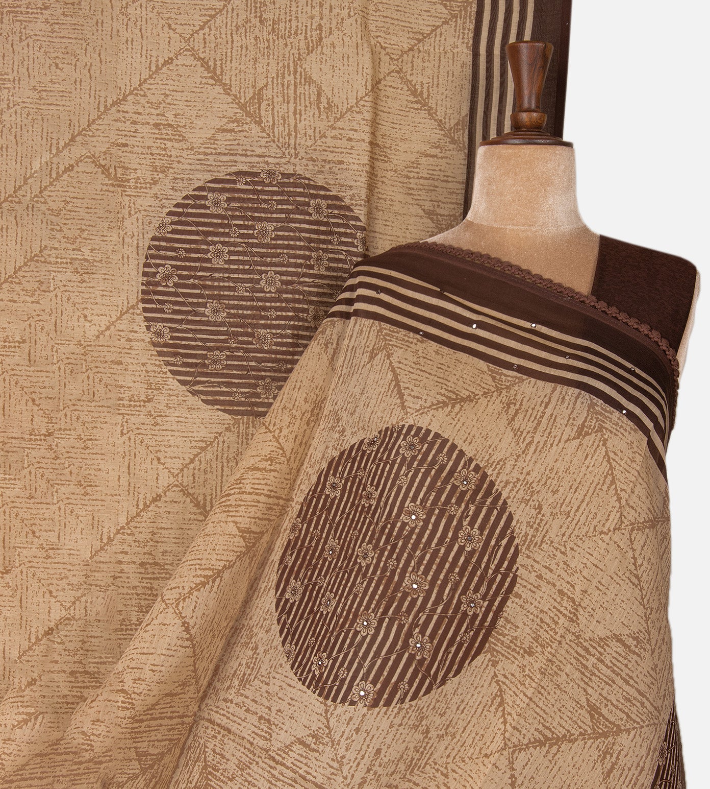 Beige Chanderi Cotton Saree