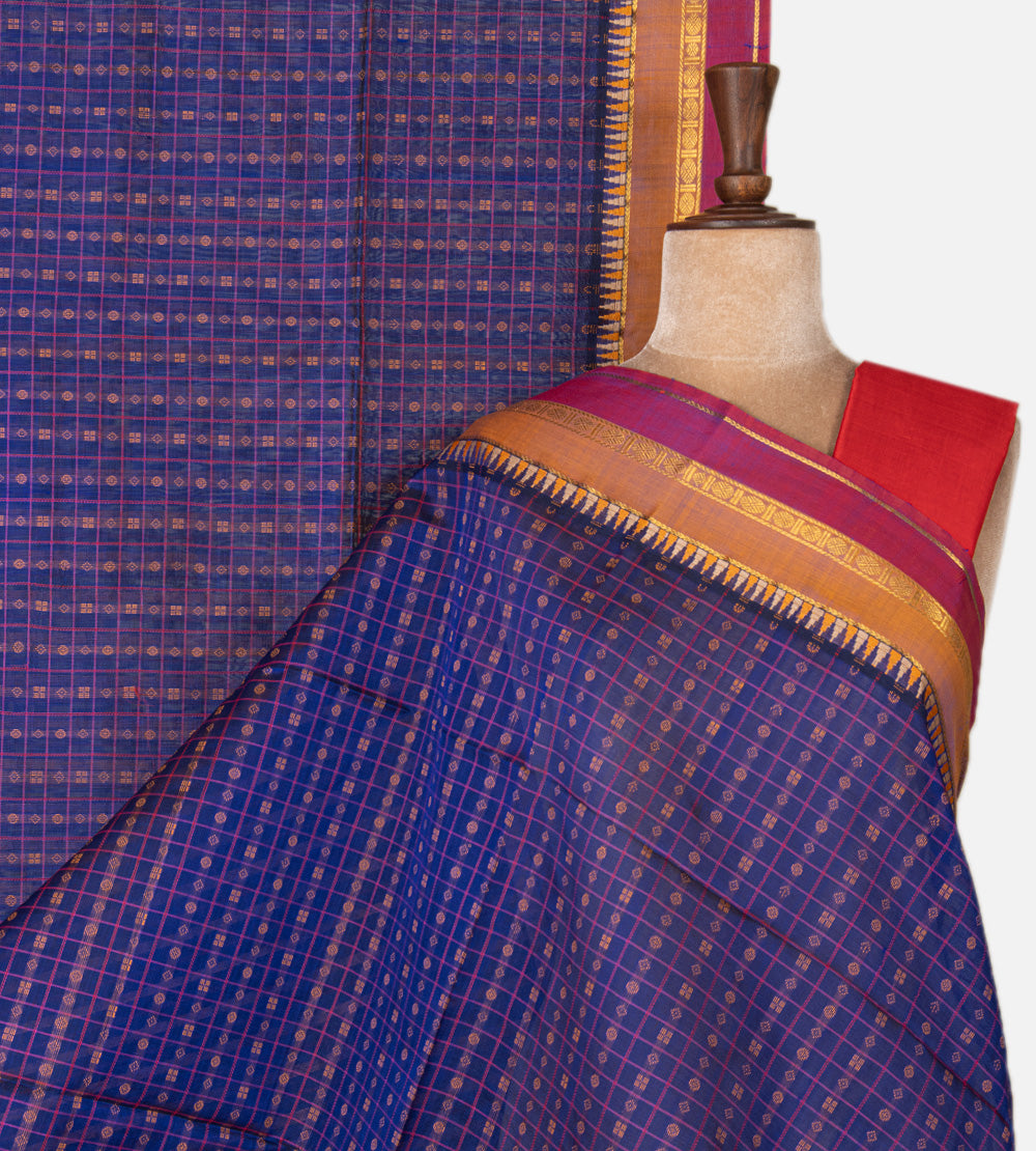 Blue Cotton Silk Saree