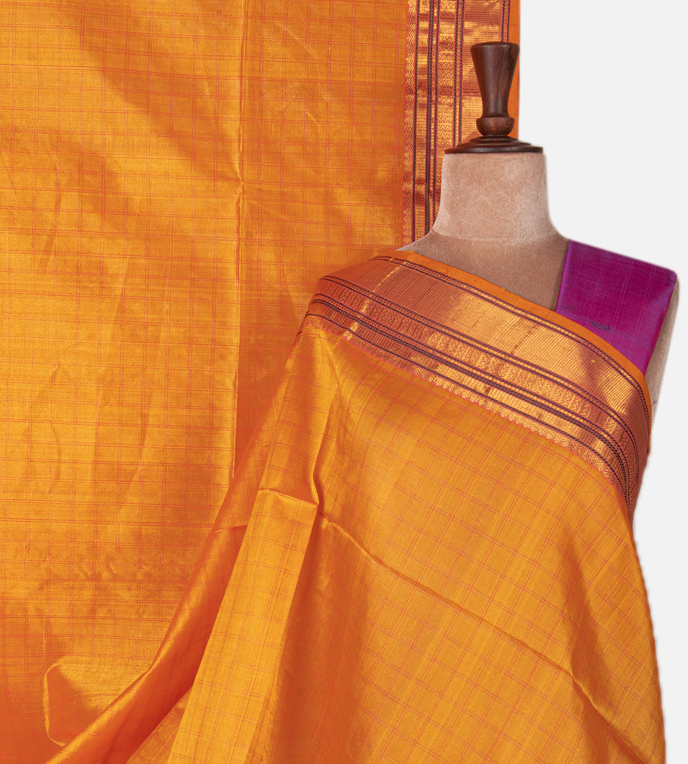 Yellow Cotton Silk Saree