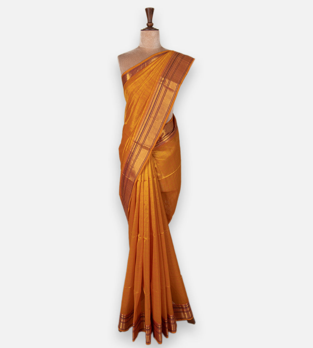 Yellow Cotton Silk Saree
