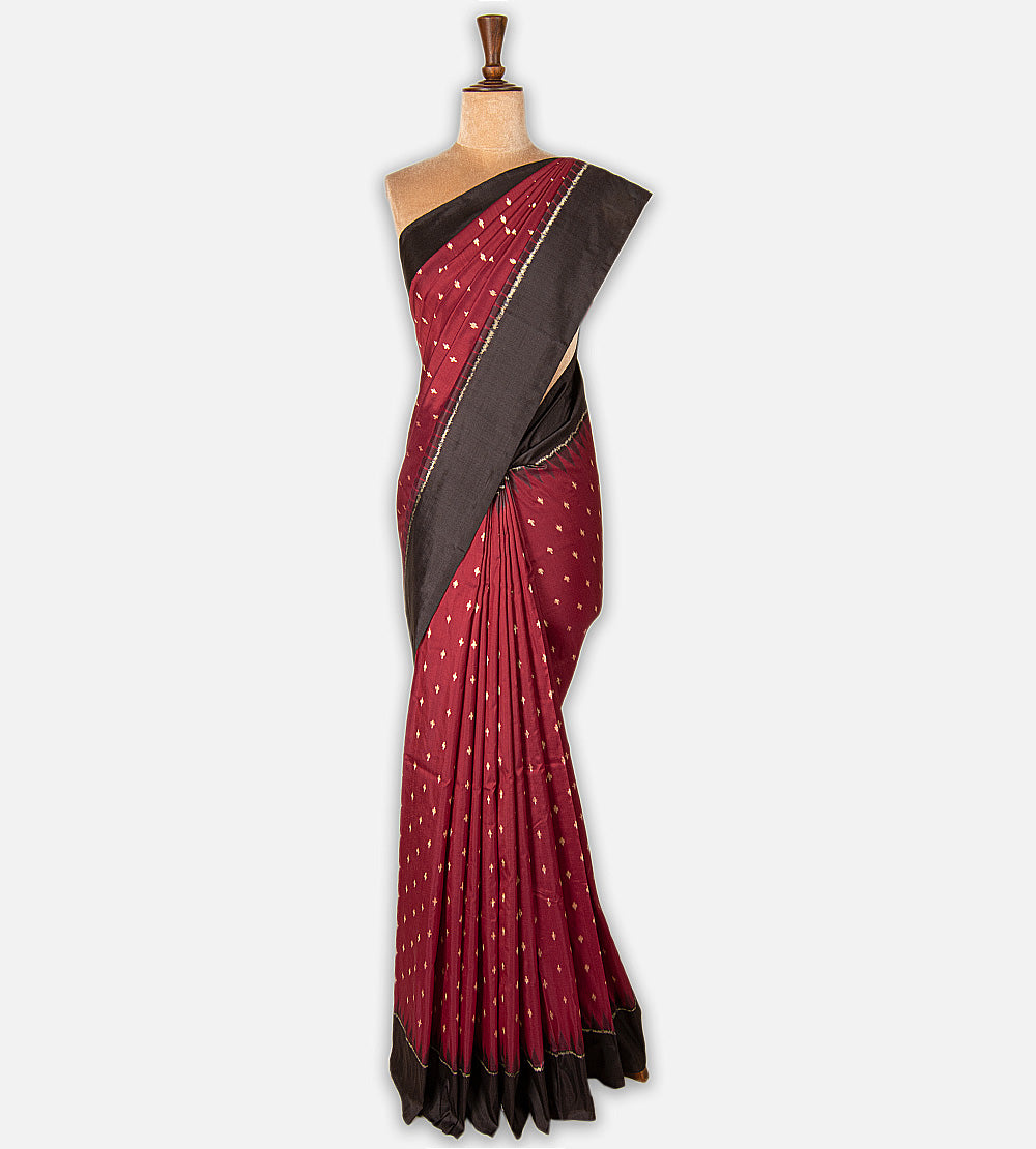 Maroon Ikkat Silk Saree