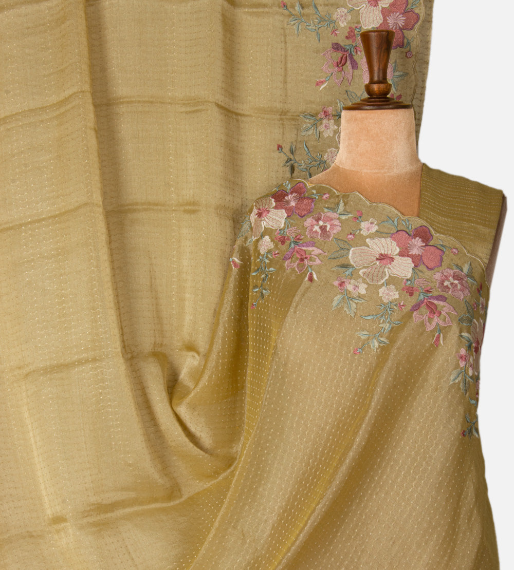 Golden Beige Georgette Saree