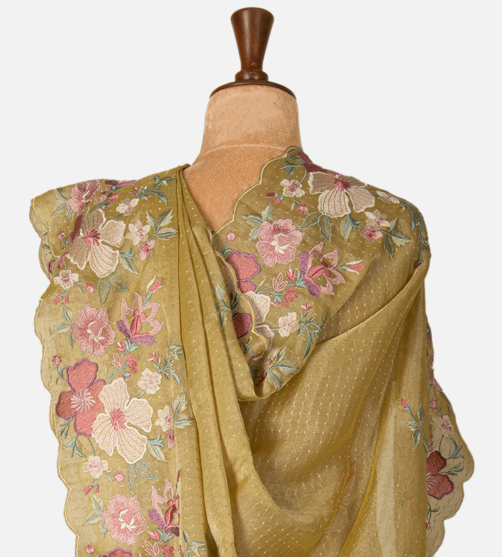 Golden Beige Georgette Saree