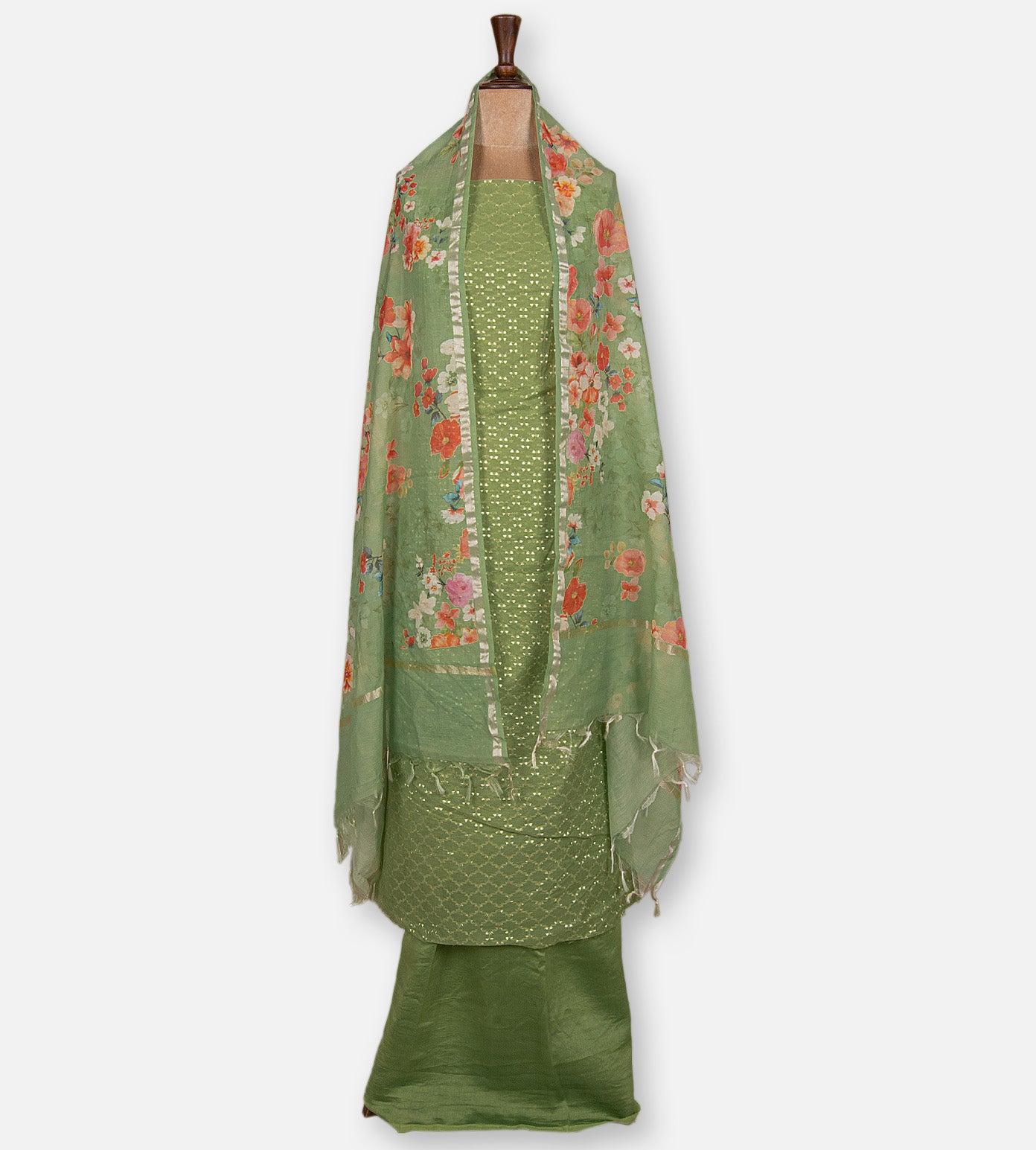Green Banarasi Cotton Salwar